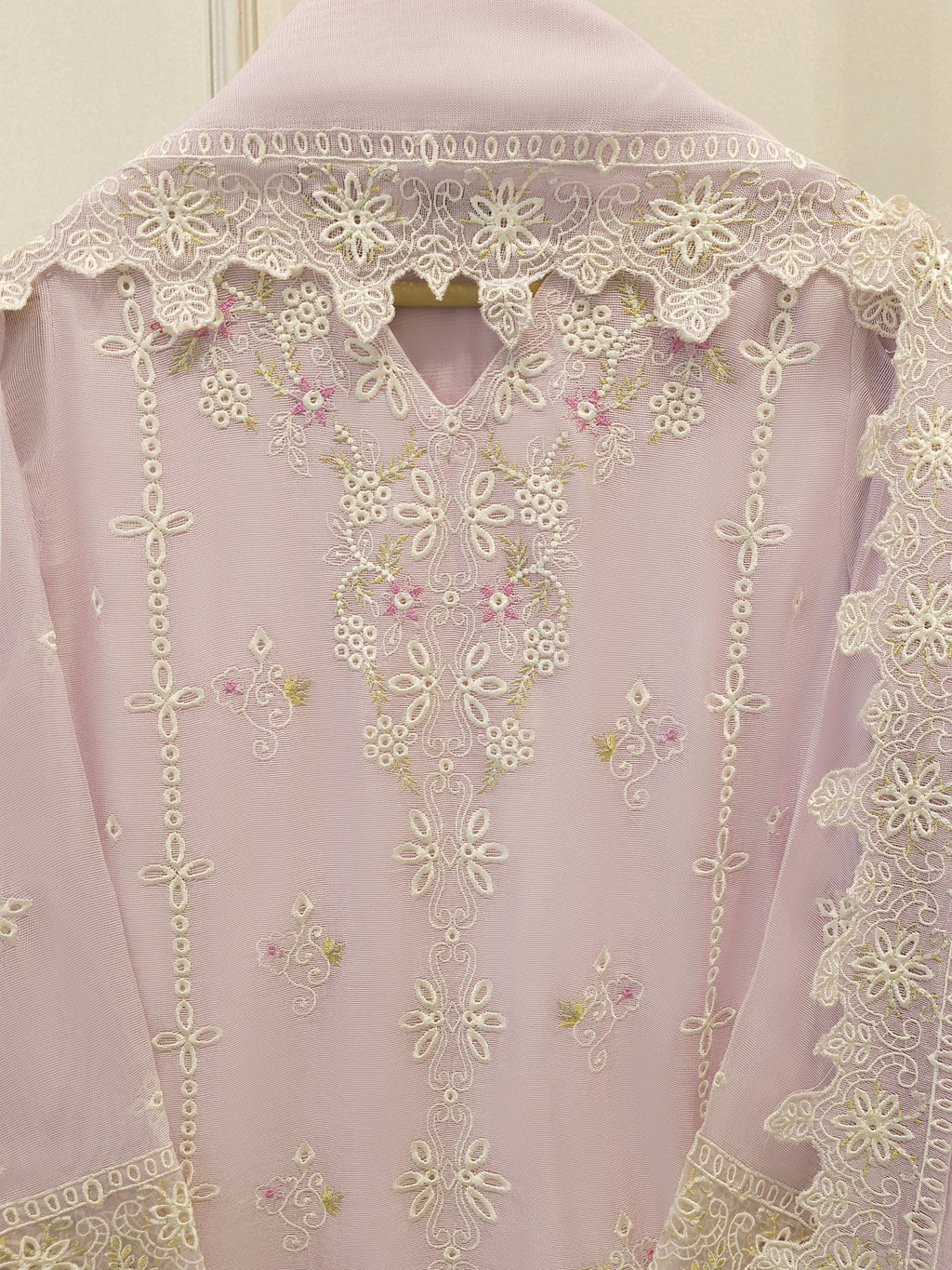 3 Piece - Pure Embroidered Cotton Net Suit S114258