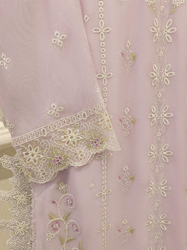 3 Piece - Pure Embroidered Cotton Net Suit S114258