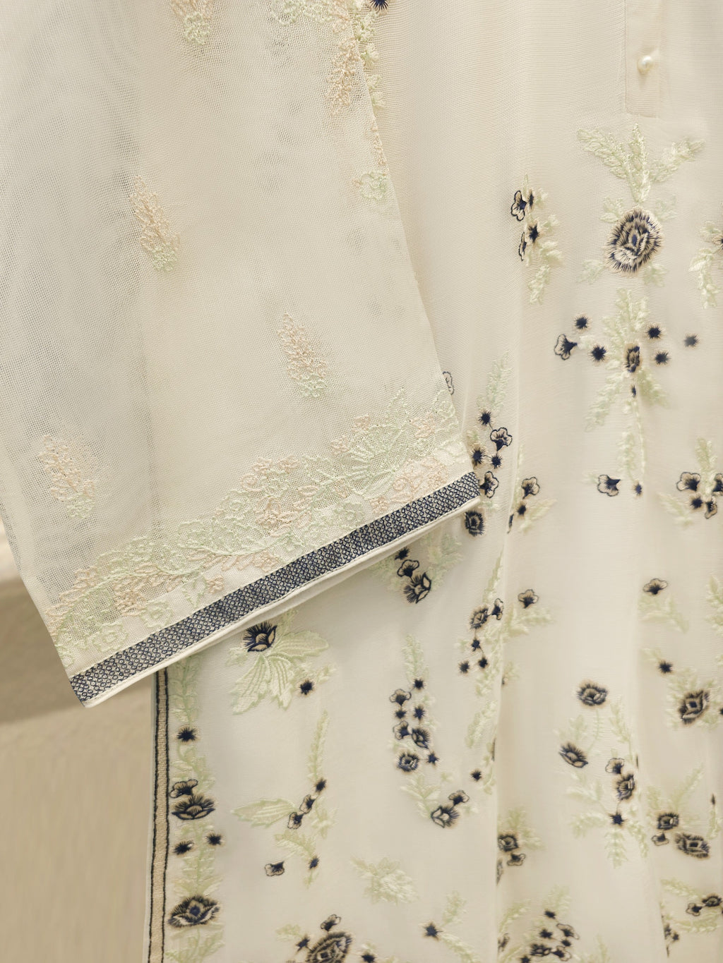 3 Piece - Pure Embroidered Cotton Net Suit S114312