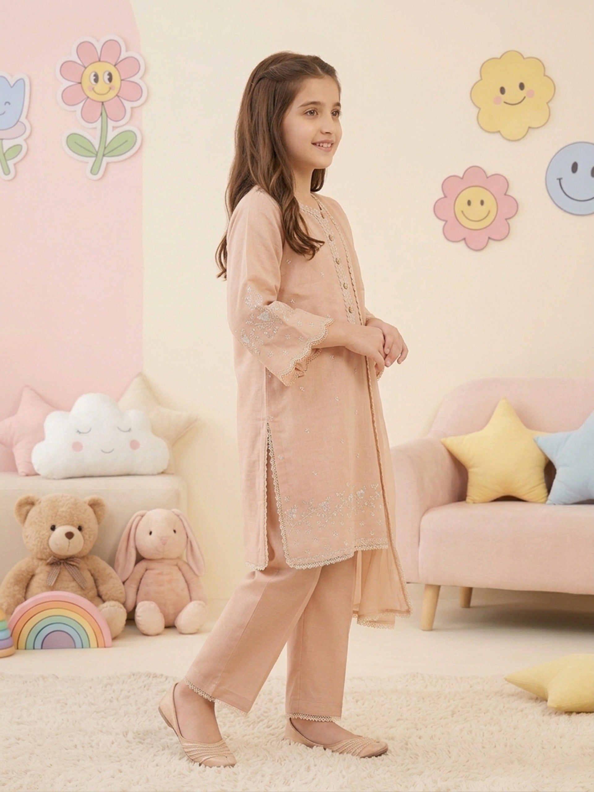 (Kids) 3 Piece - Pure Cotton Net Suit FKD-070 Main image