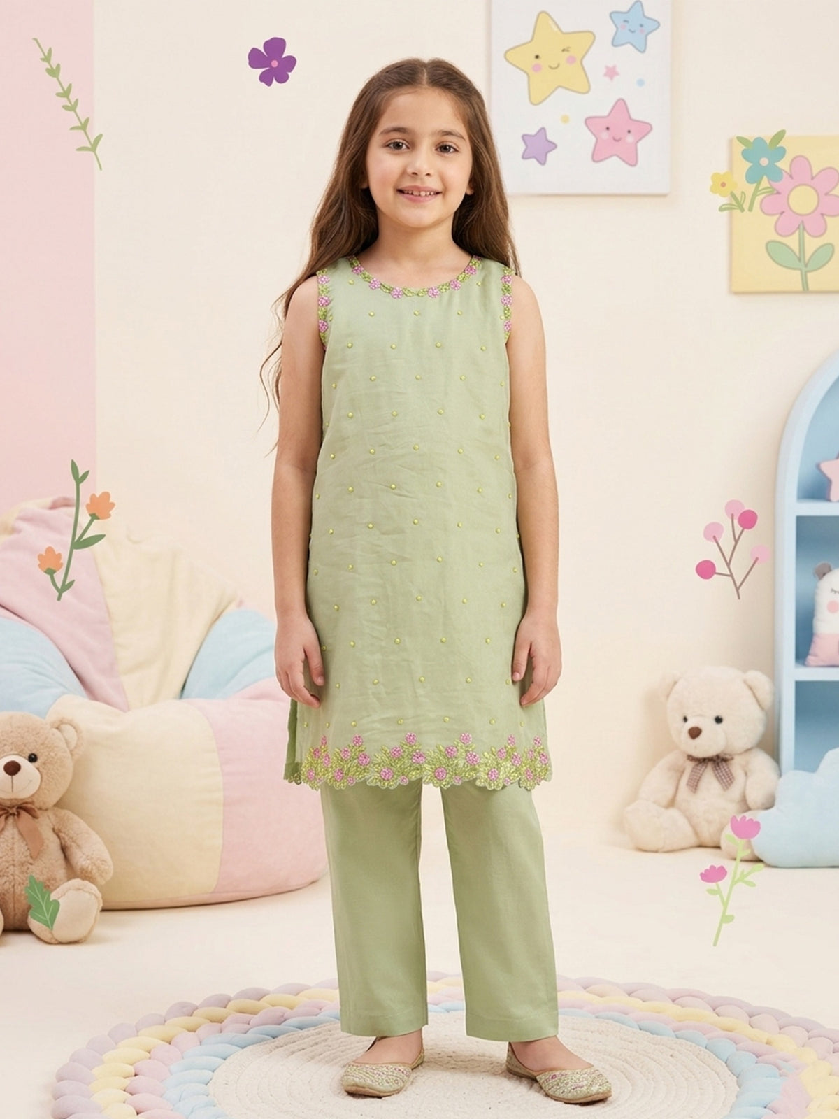 (Kids) 2 Piece - Pure Cotton Net Suit KD-094 Main image