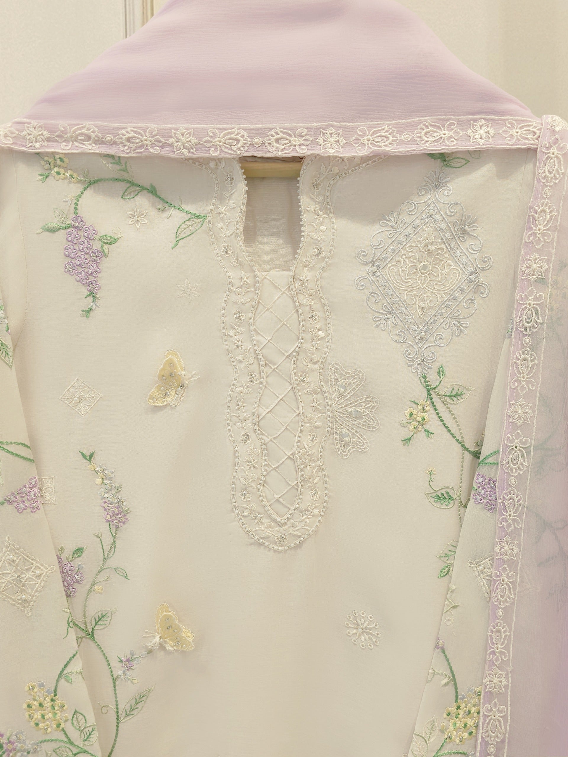 3 Piece - Embroidered Kora  Cotton Suit WS00308