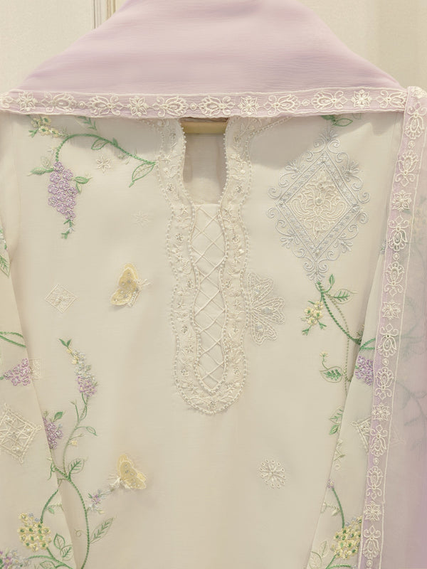 3 Piece - Embroidered Kora  Cotton Suit WS00308