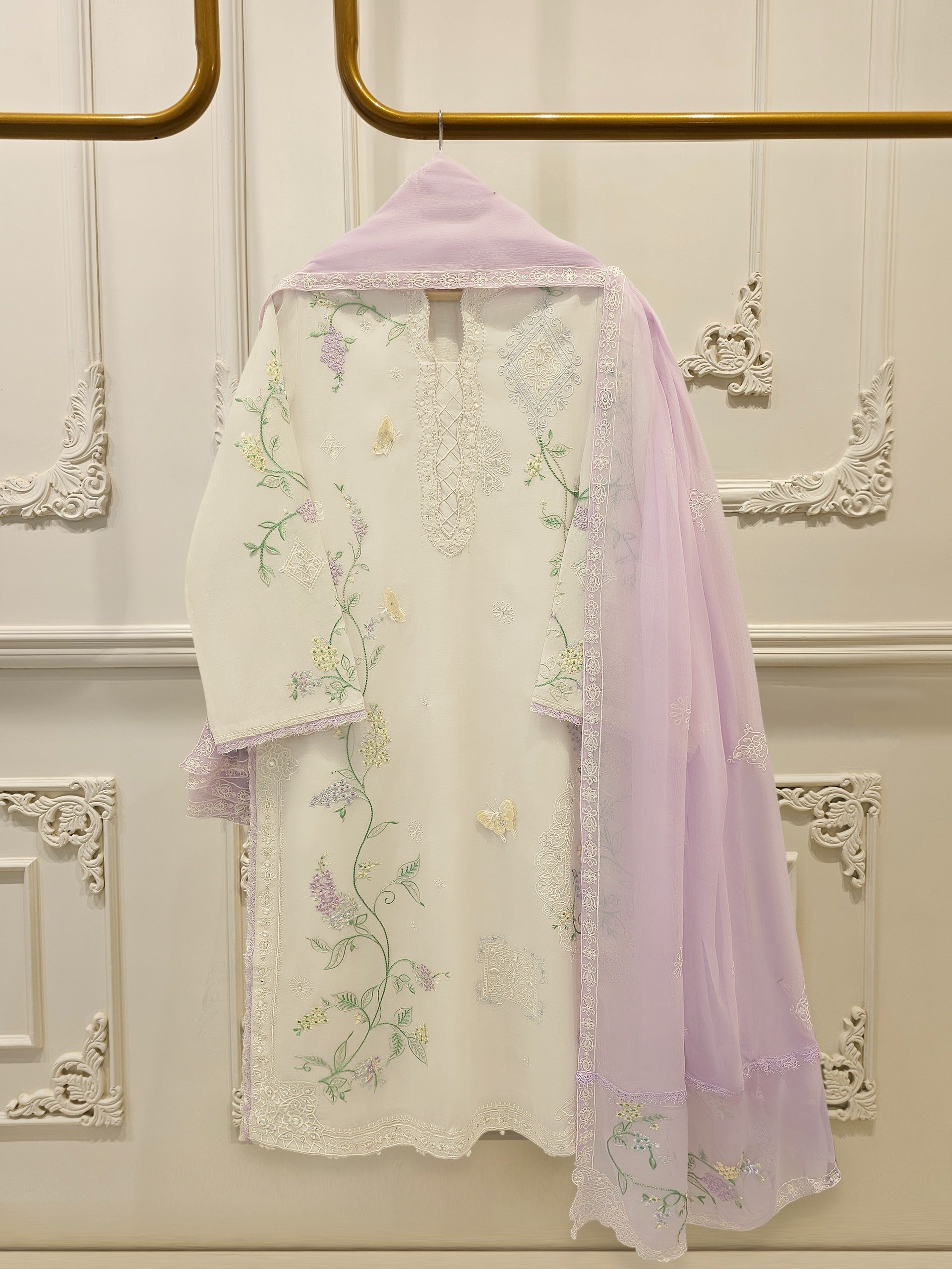 3 Piece - Embroidered Kora  Cotton Suit WS00308 Main image
