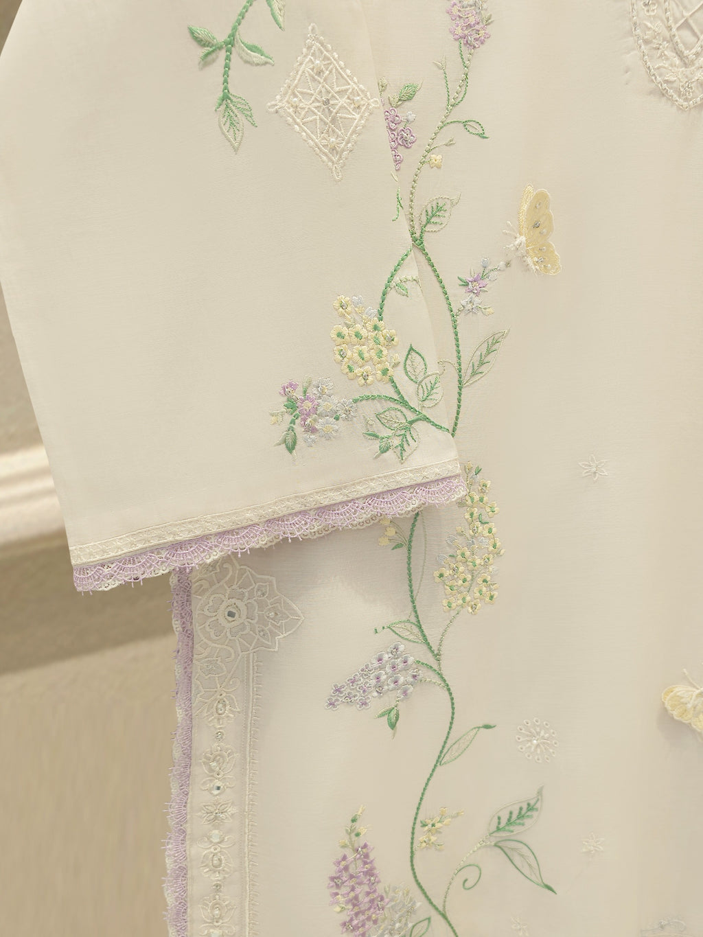 3 Piece - Embroidered Kora  Cotton Suit WS00308