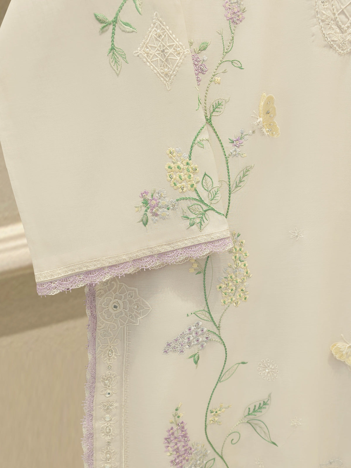 3 Piece - Embroidered Kora  Cotton Suit WS00308