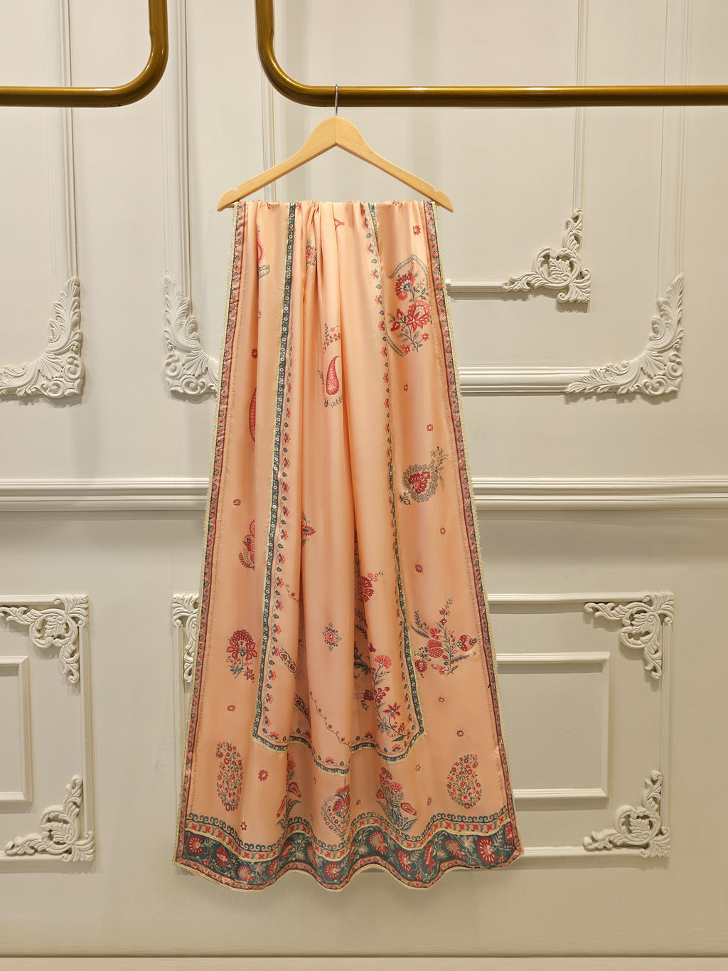 3 Piece- Pure Printed Raw Silk Embroidered Suit S114516