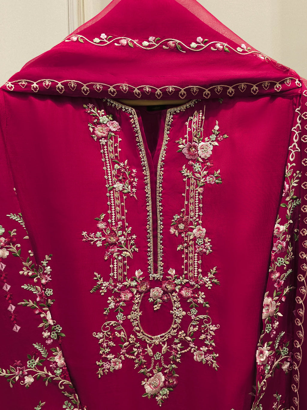 3 Piece - Pure Khaddi Silk Embroidered MTO0008 (Made to Order)