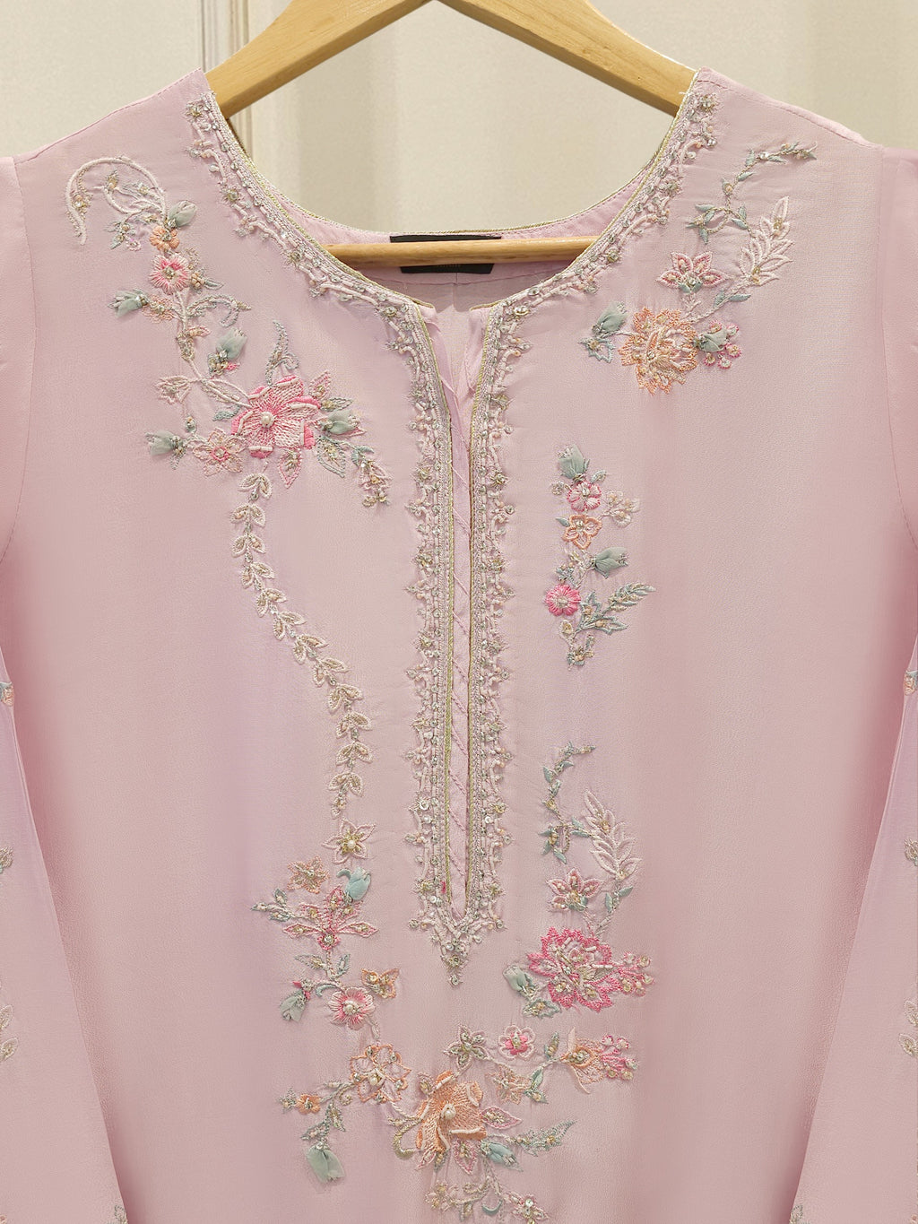 Pure Embroidered Sheesha Silk Shirt S114552