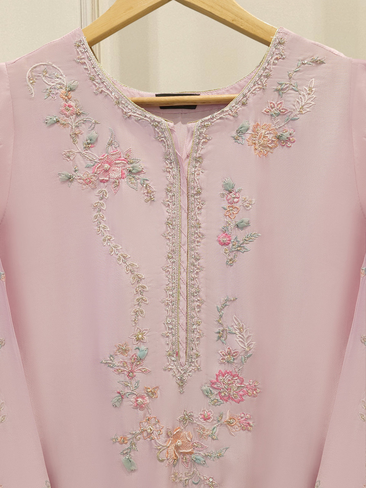 Pure Embroidered Sheesha Silk Shirt S114552