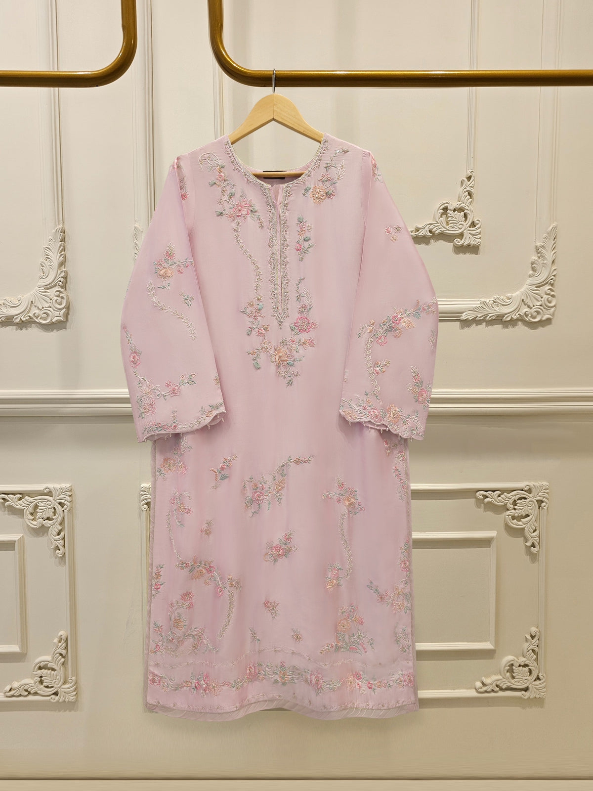 Pure Embroidered Sheesha Silk Shirt S114552