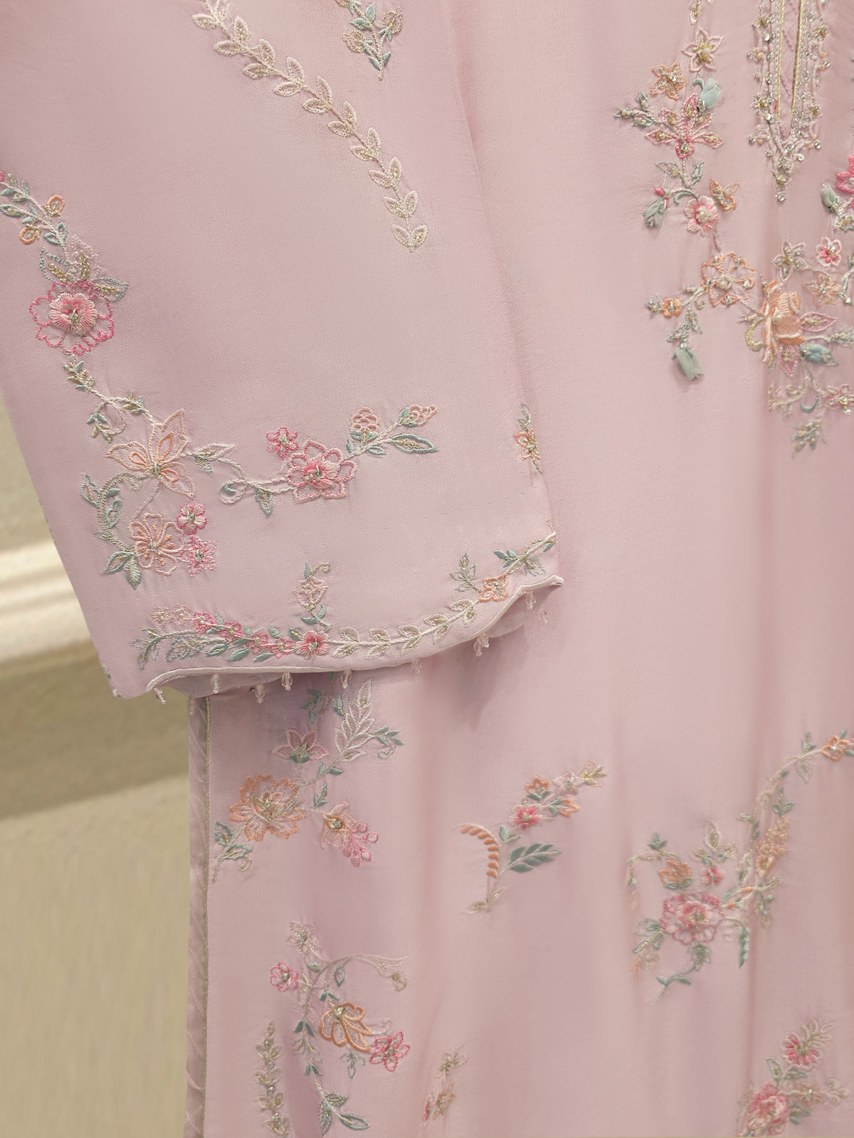 Pure Embroidered Sheesha Silk Shirt S114552