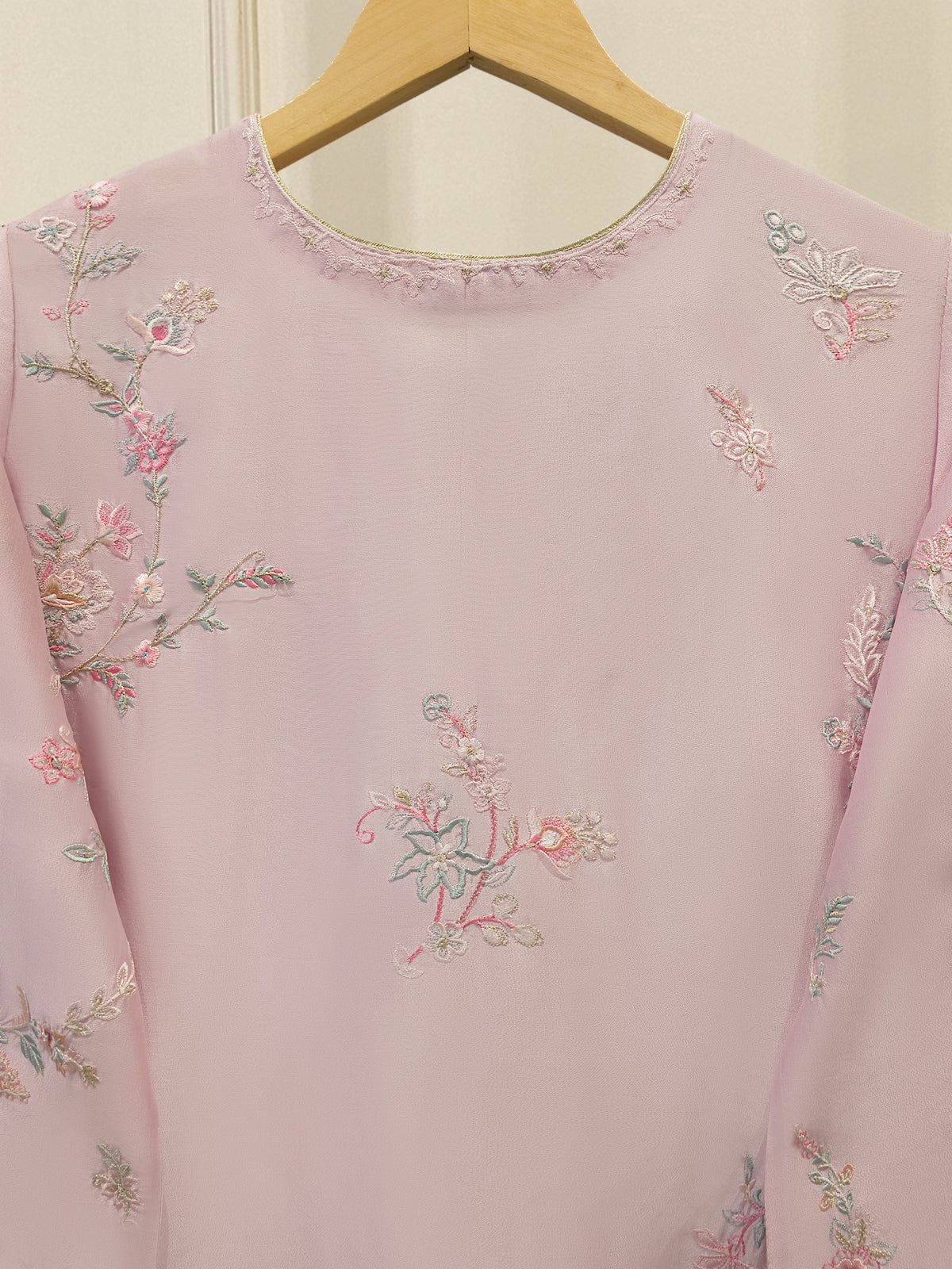 Pure Embroidered Sheesha Silk Shirt S114552