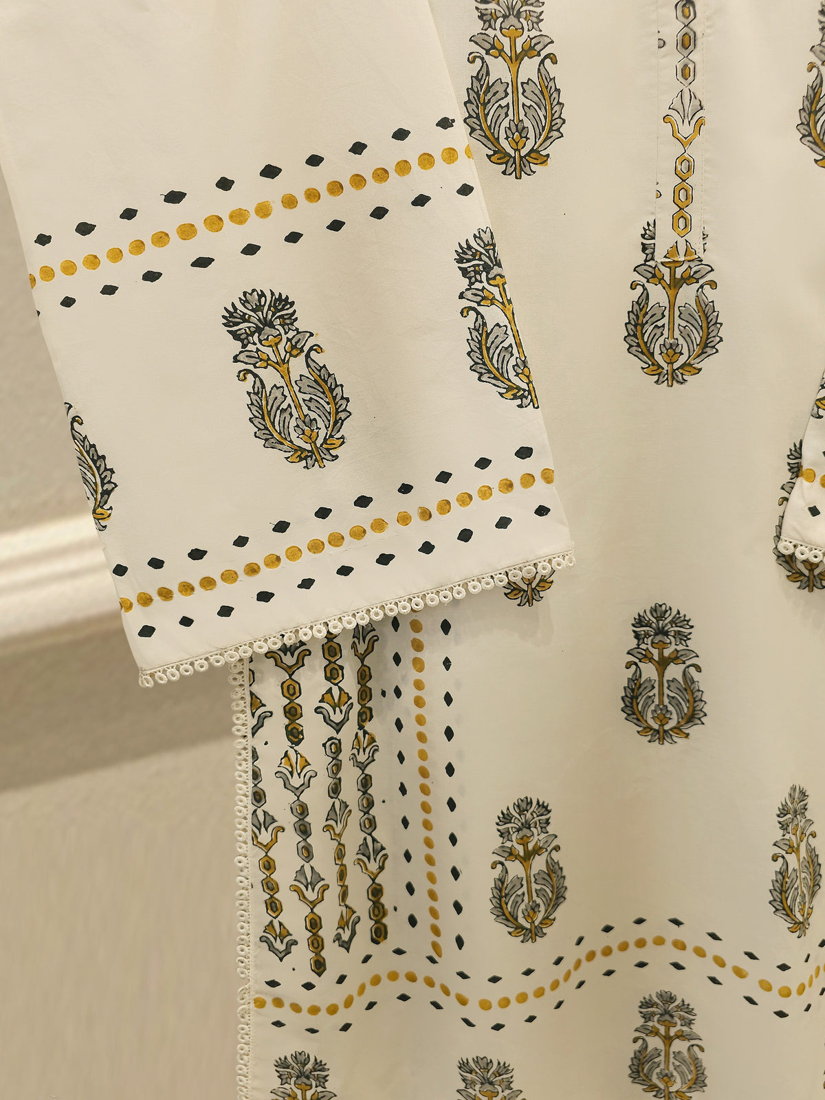 3 Piece - hand block print Cambric Suit S114324