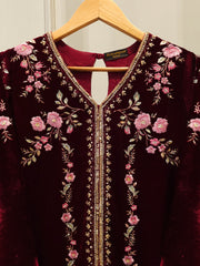 2 Piece - Embroidered Velvet Suit S113396
