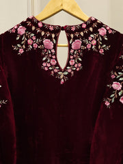 2 Piece - Embroidered Velvet Suit S113396
