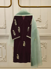 2 Piece - Embroidered Velvet Suit S113373