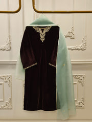 2 Piece - Embroidered Velvet Suit S113374