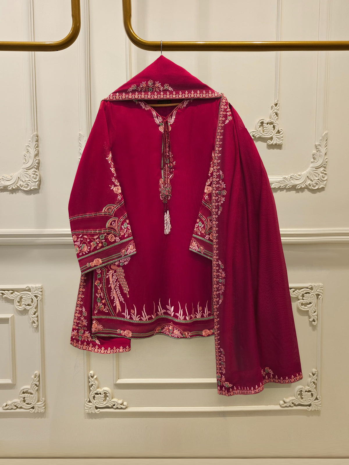 3 Piece - Pure Embroidered Cotton Net Suit S114603