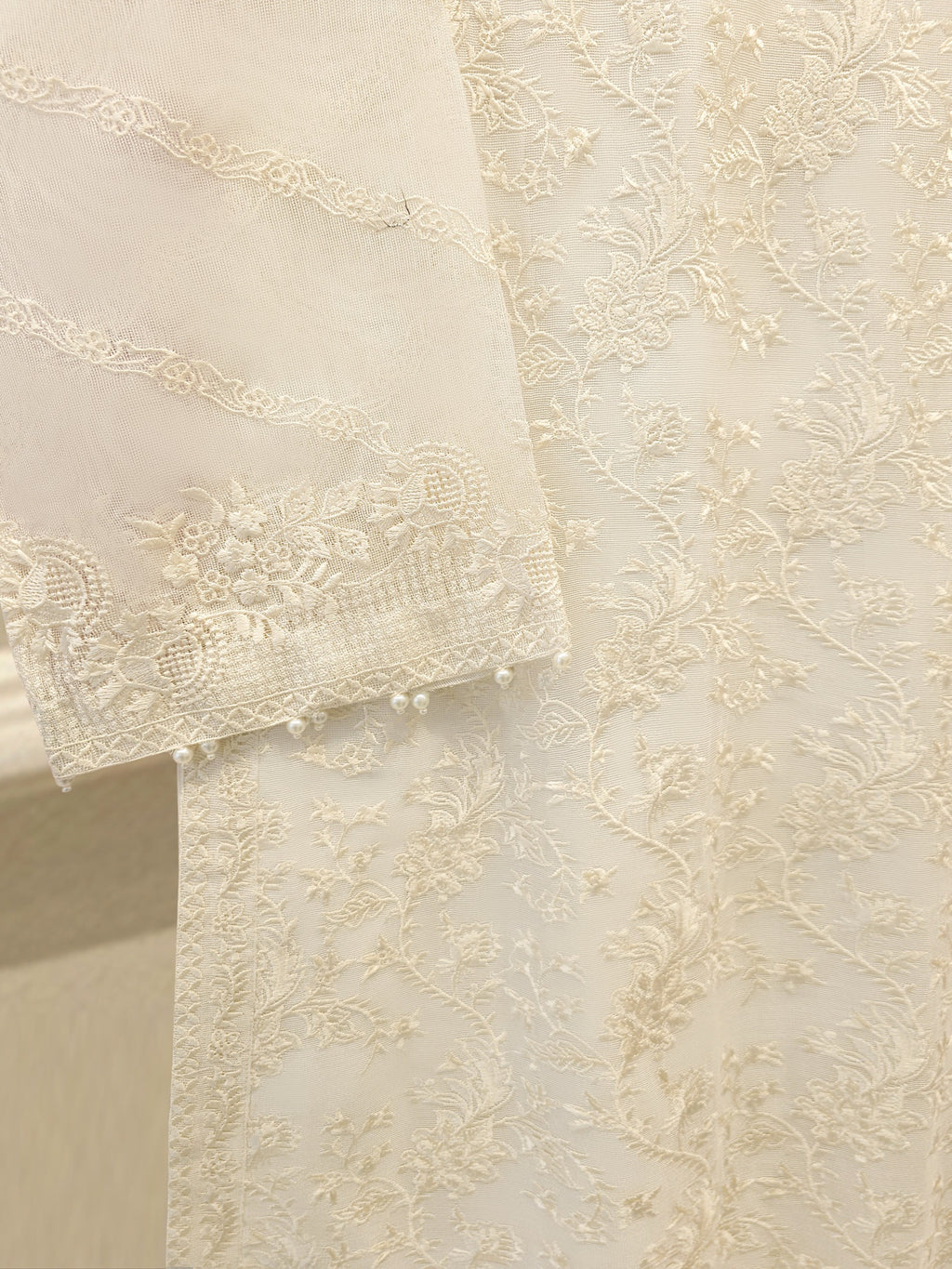 3 Piece - Pure Embroidered Cotton Net Suit S114627