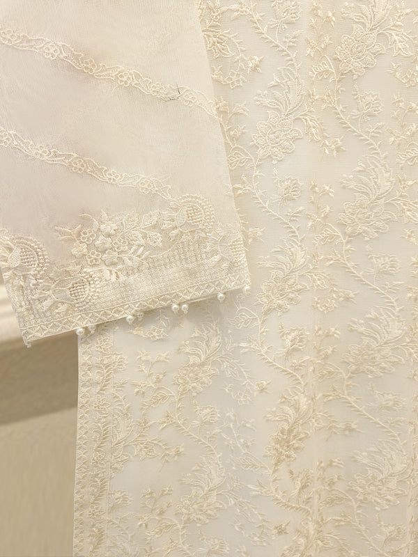 3 Piece - Pure Embroidered Cotton Net Suit S114627
