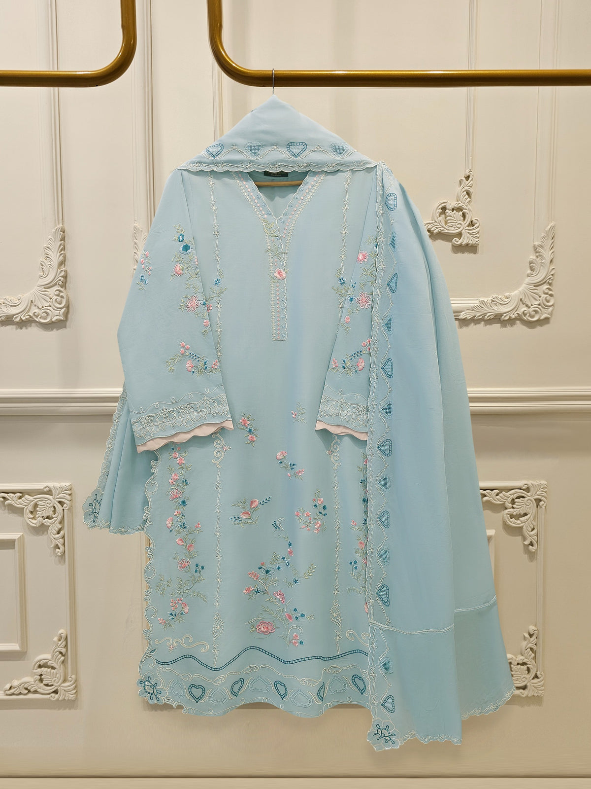 3 Piece - Embroidered Cambric  Suit S114628