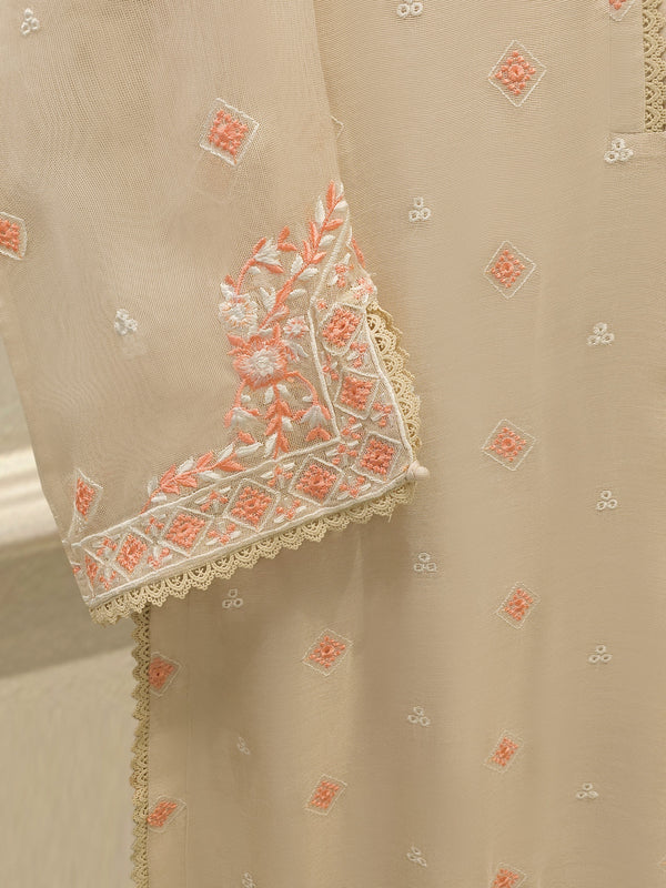 3 Piece - Pure Embroidered Cotton Net Suit S114653