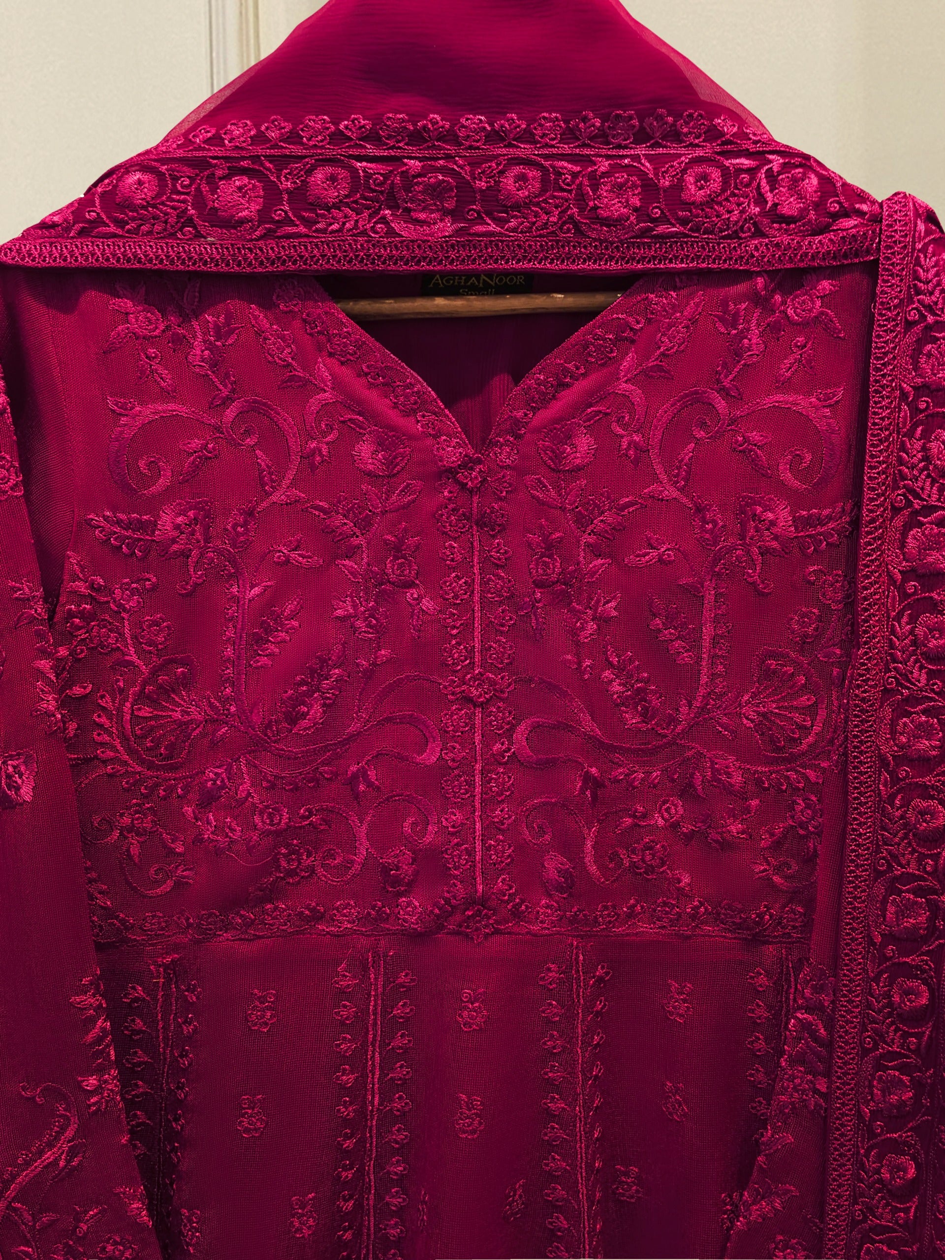 3 Piece - Pure Embroidered Cotton Net Suit S114668 Secondary image