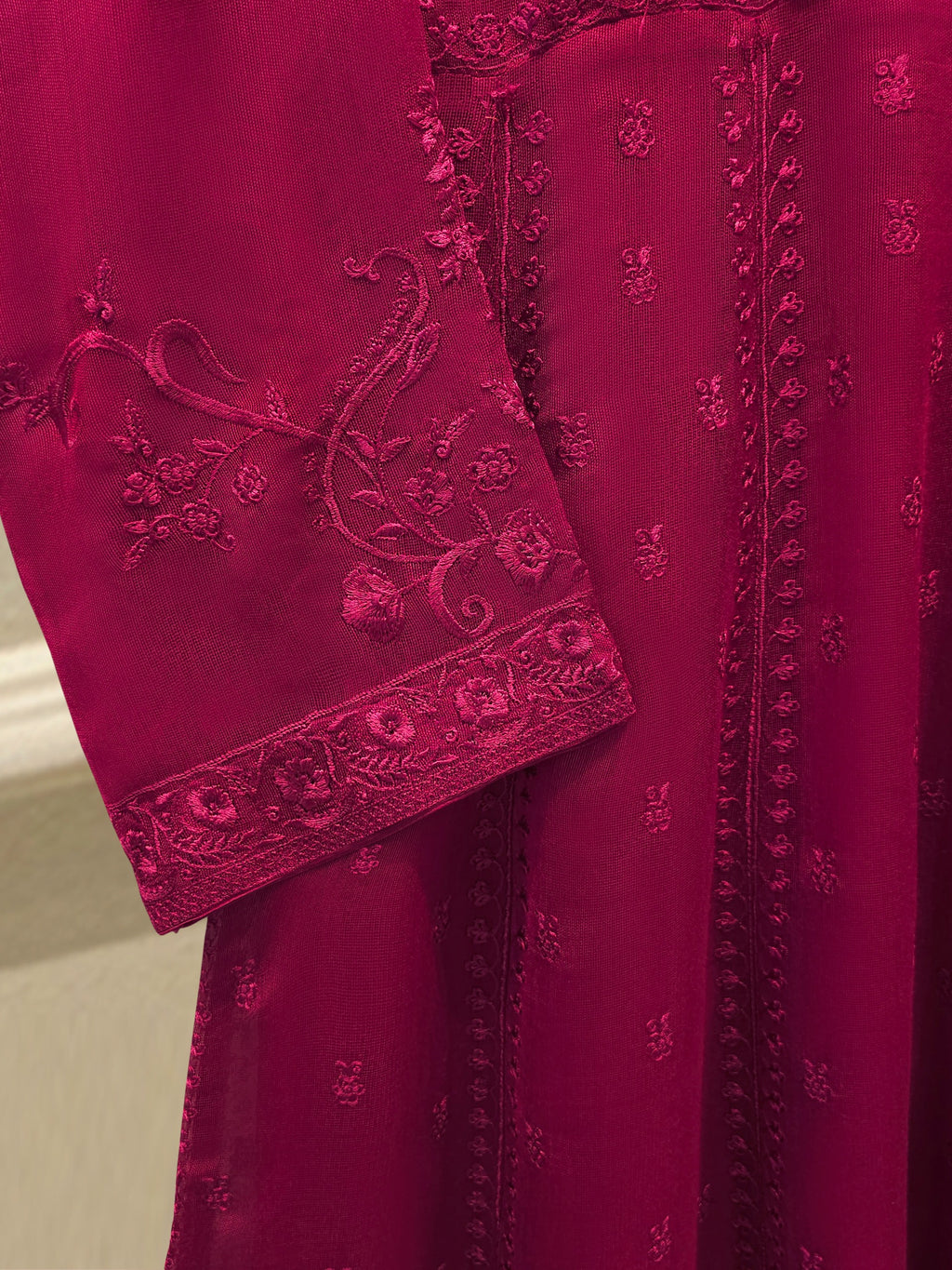 3 Piece - Pure Embroidered Cotton Net Suit S114668