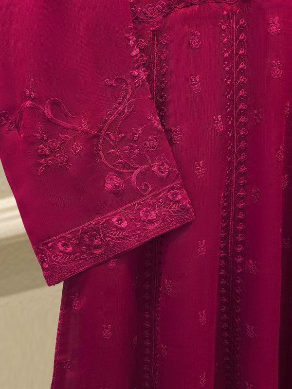 3 Piece - Pure Embroidered Cotton Net Suit S114668