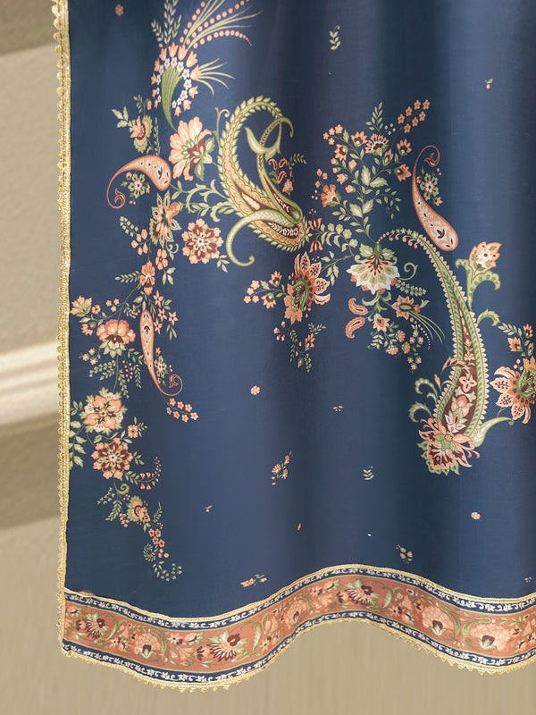 3 Piece- Pure Printed Raw Silk Embroidered Suit S114712