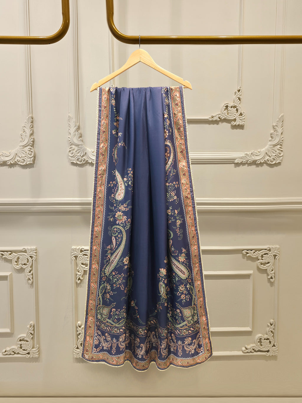 3 Piece- Pure Printed Raw Silk Embroidered Suit S114712