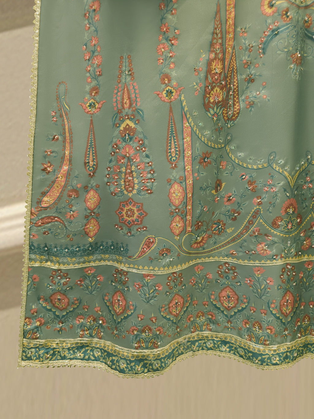 3 Piece- Pure Printed Raw Silk Embroidered Suit S114710