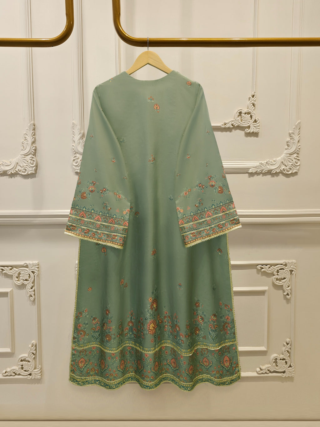 3 Piece- Pure Printed Raw Silk Embroidered Suit S114710