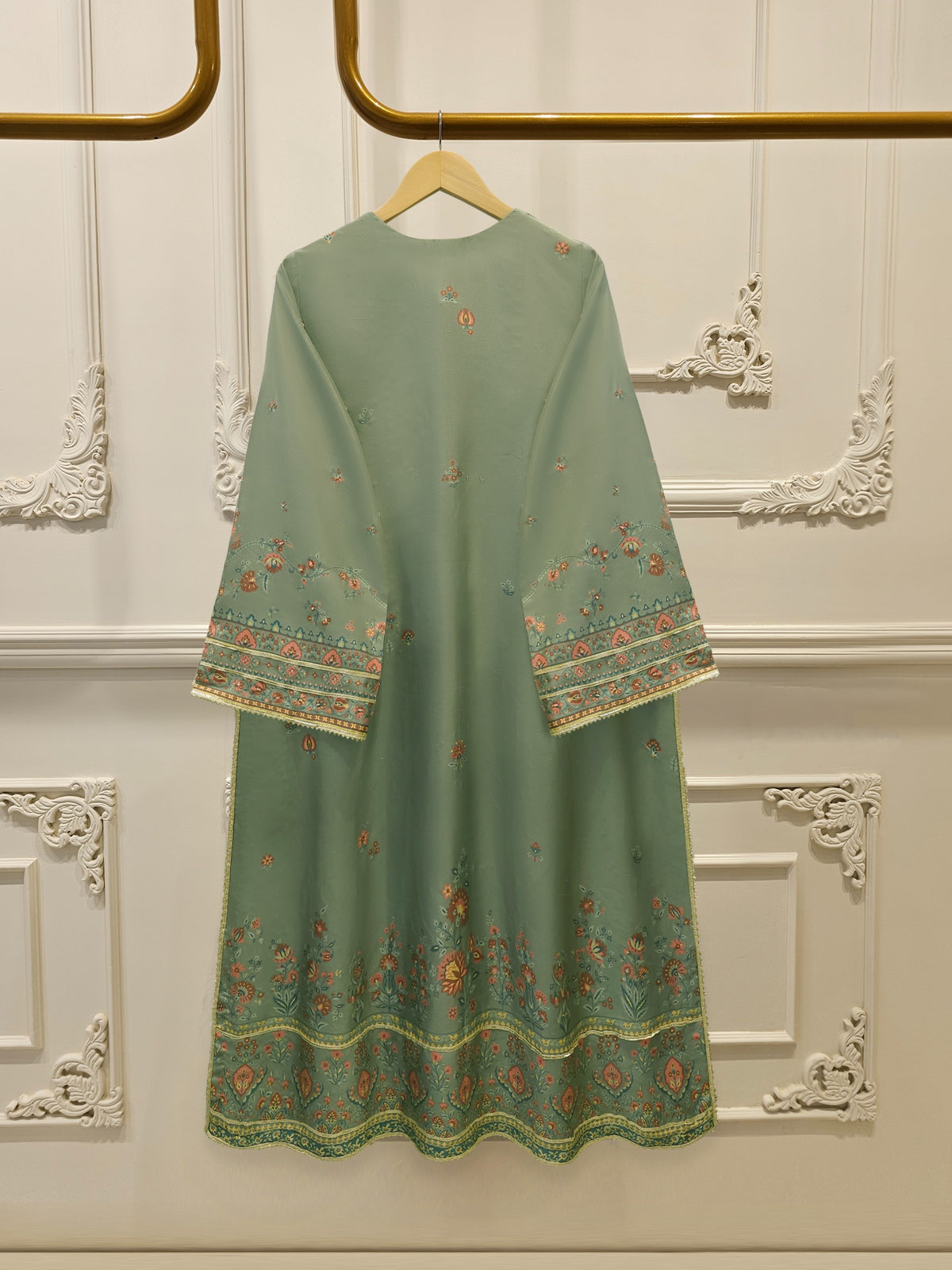 3 Piece- Pure Printed Raw Silk Embroidered Suit S114710