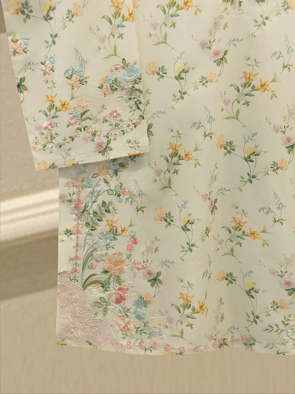 2-Piece Digital Printed Cambric Embroidered  Suit S114717