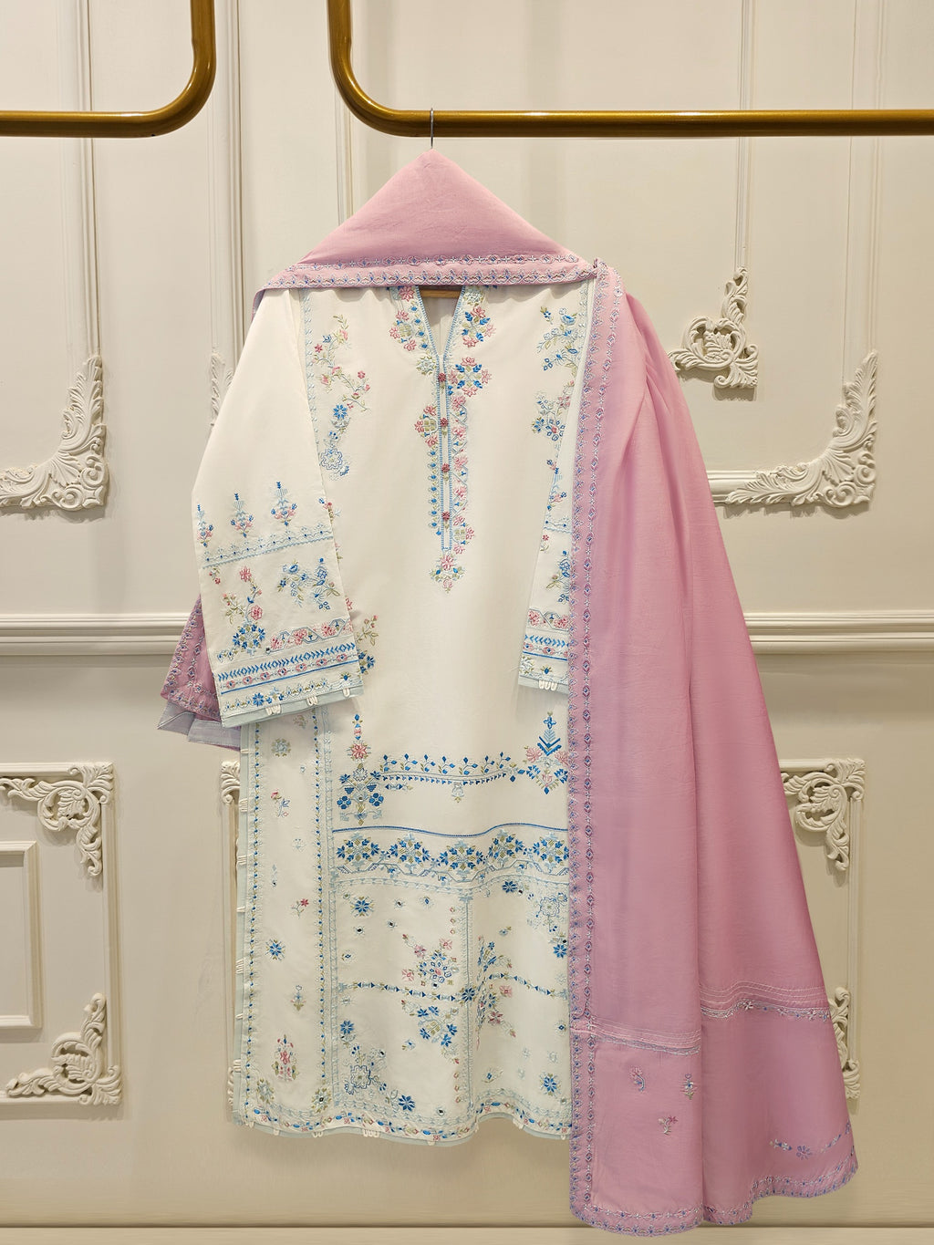 2 Piece - Embroidered Cambric  Suit S114731