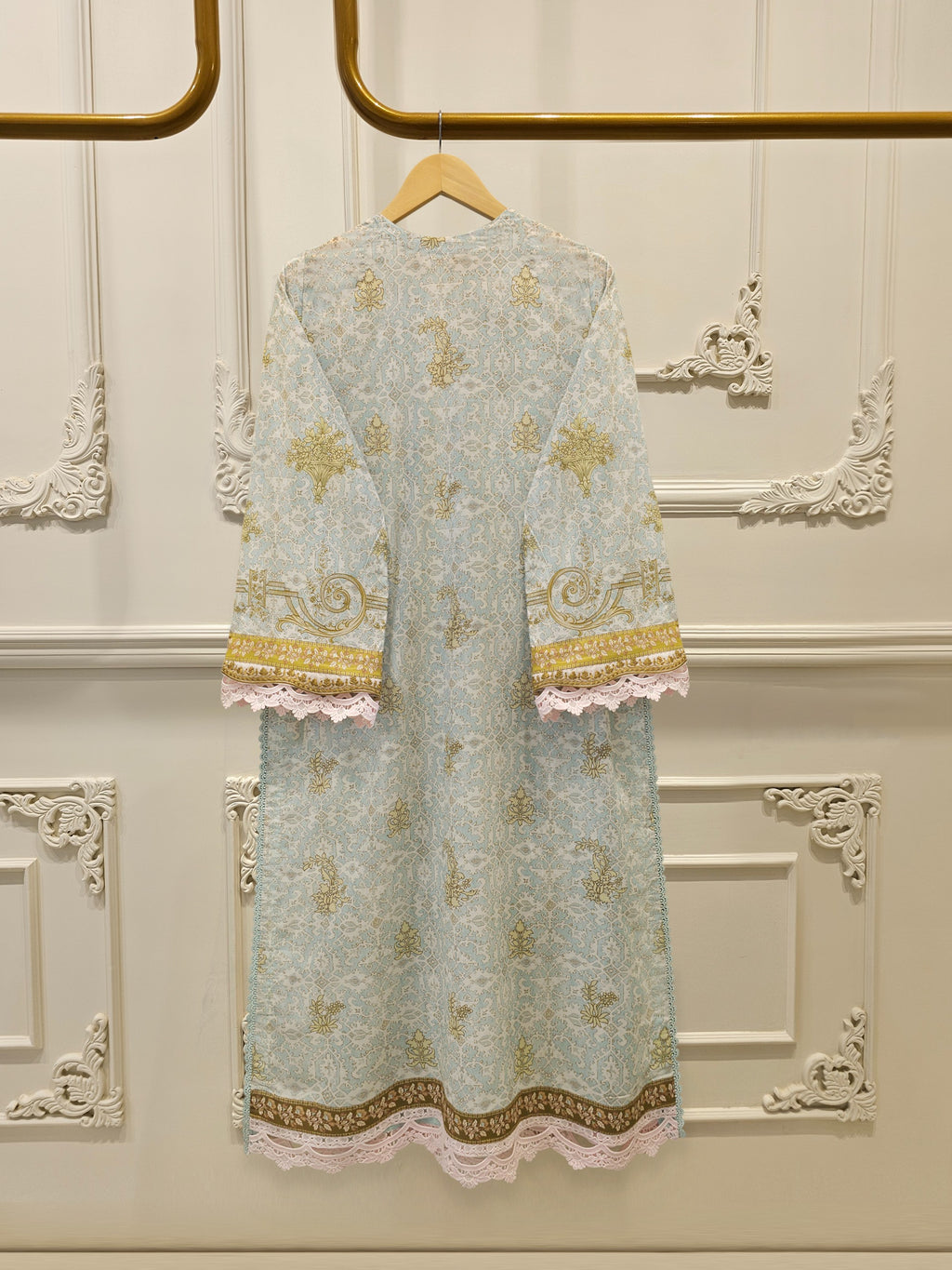 2-Piece Embroidered Digital Printed Cambric Suit S114761