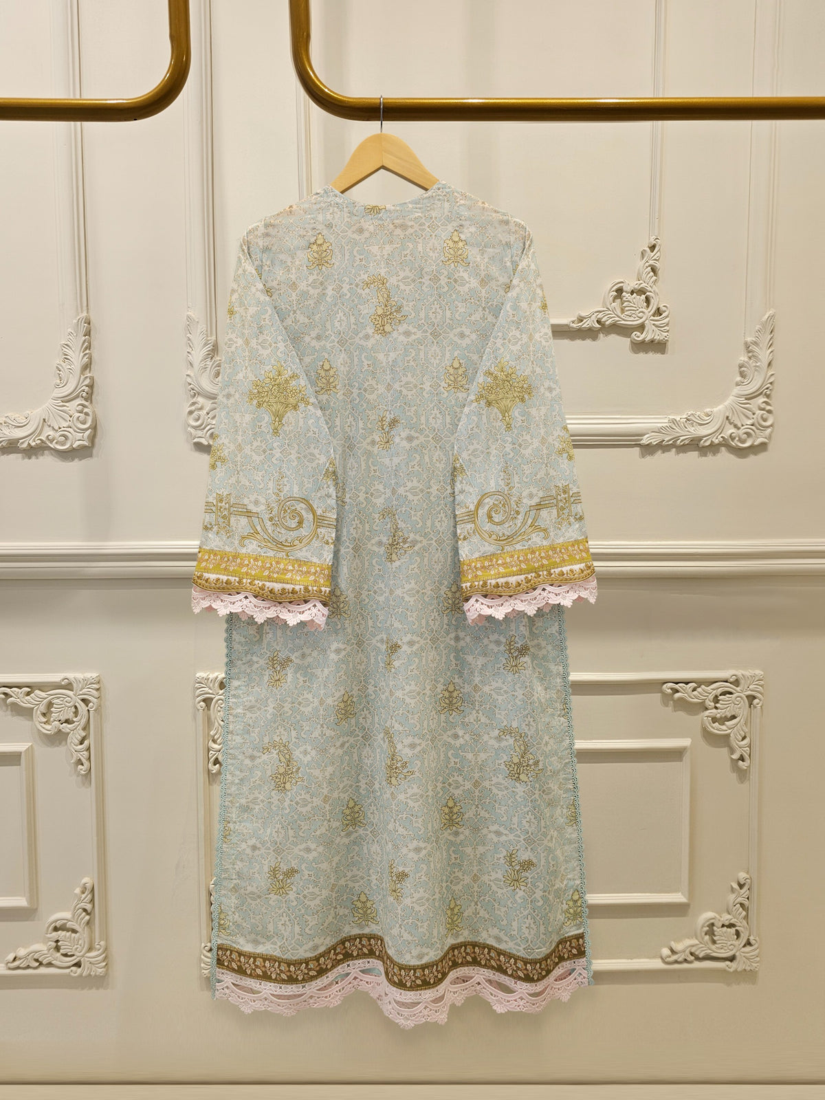 2-Piece Embroidered Digital Printed Cambric Suit S114761