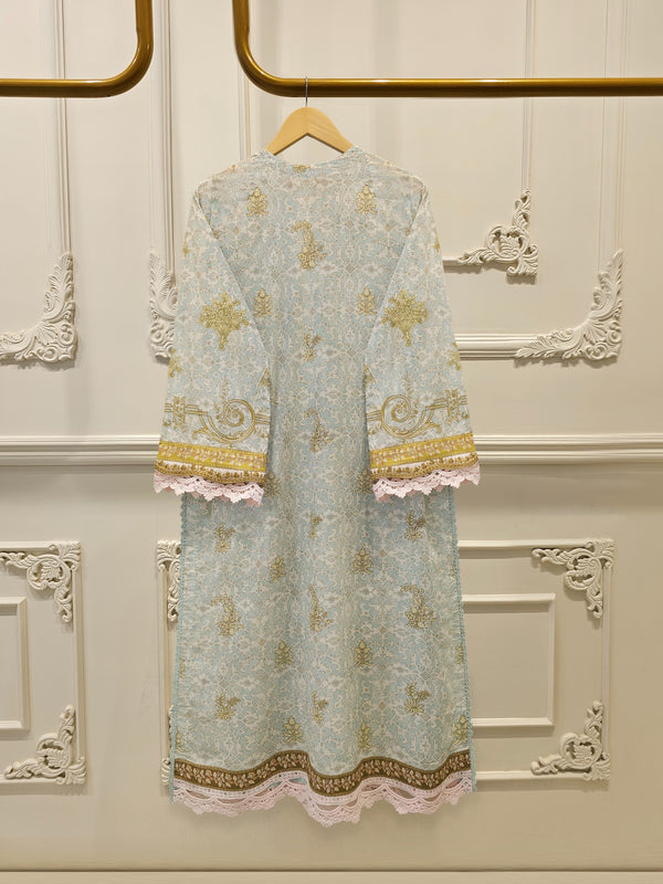 2-Piece Embroidered Digital Printed Cambric Suit S114761