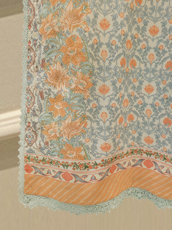 2-Piece Embroidered Digital Printed Cambric Suit S114760