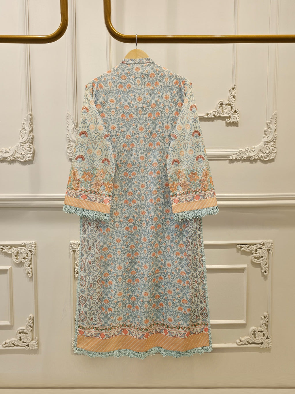 2-Piece Embroidered Digital Printed Cambric Suit S114760