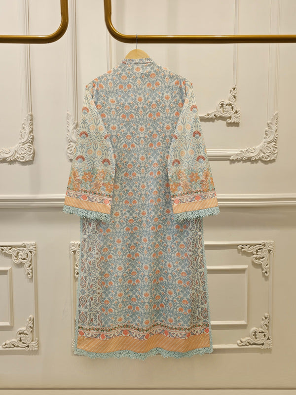 2-Piece Embroidered Digital Printed Cambric Suit S114760