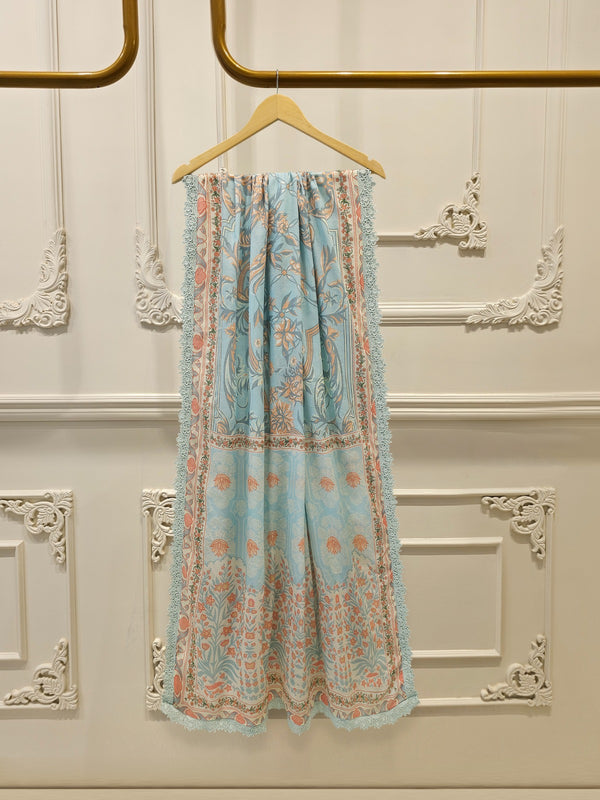 2-Piece Embroidered Digital Printed Cambric Suit S114760