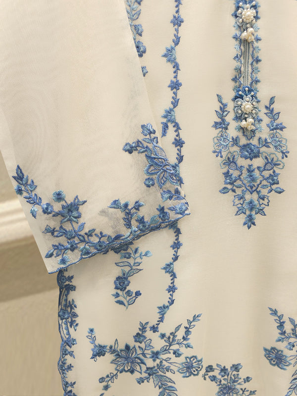 (Unstitched) 3 Piece - Pure Embroidered Cotton Net Suit S114767