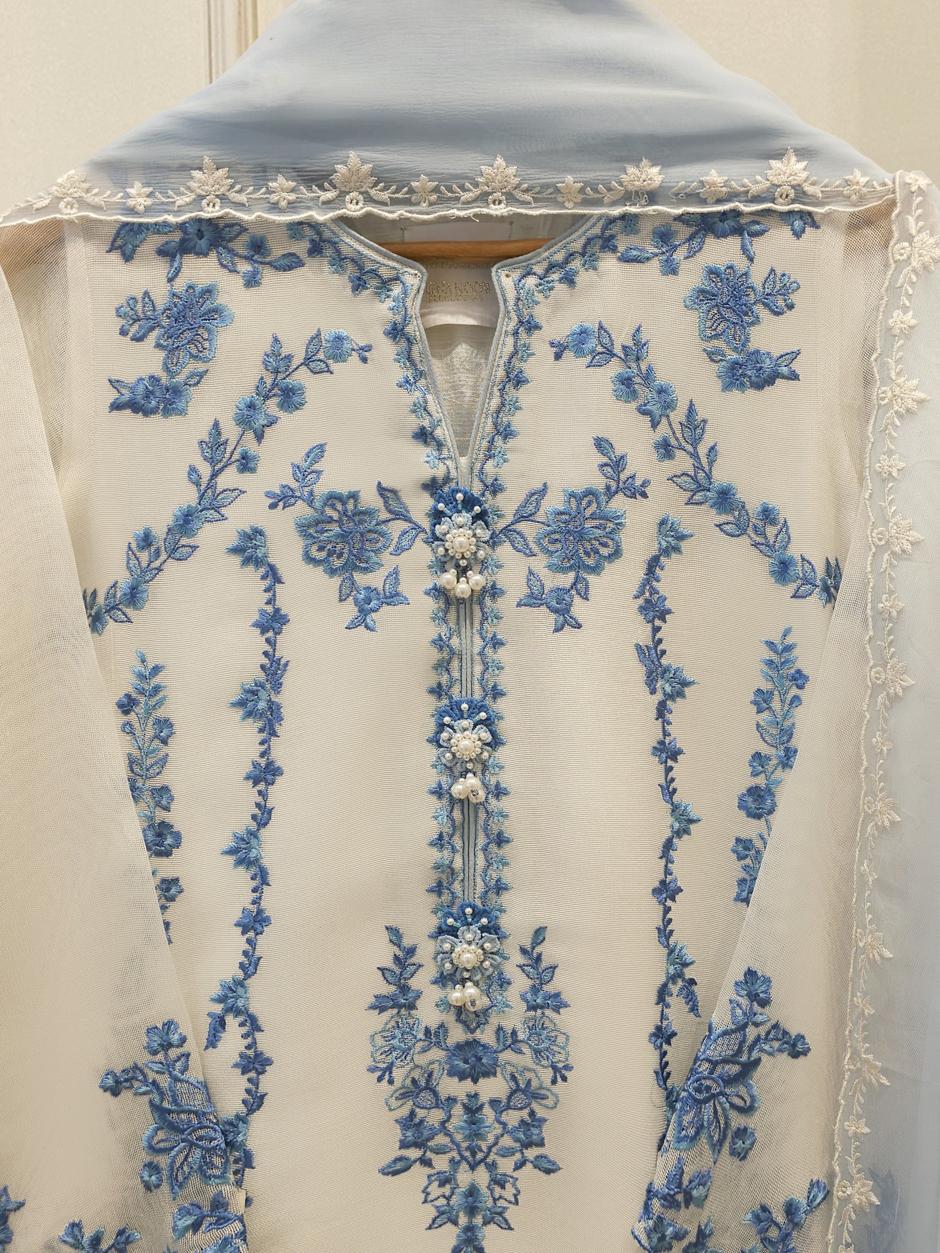 (Unstitched) 3 Piece - Pure Embroidered Cotton Net Suit S114767 Secondary image
