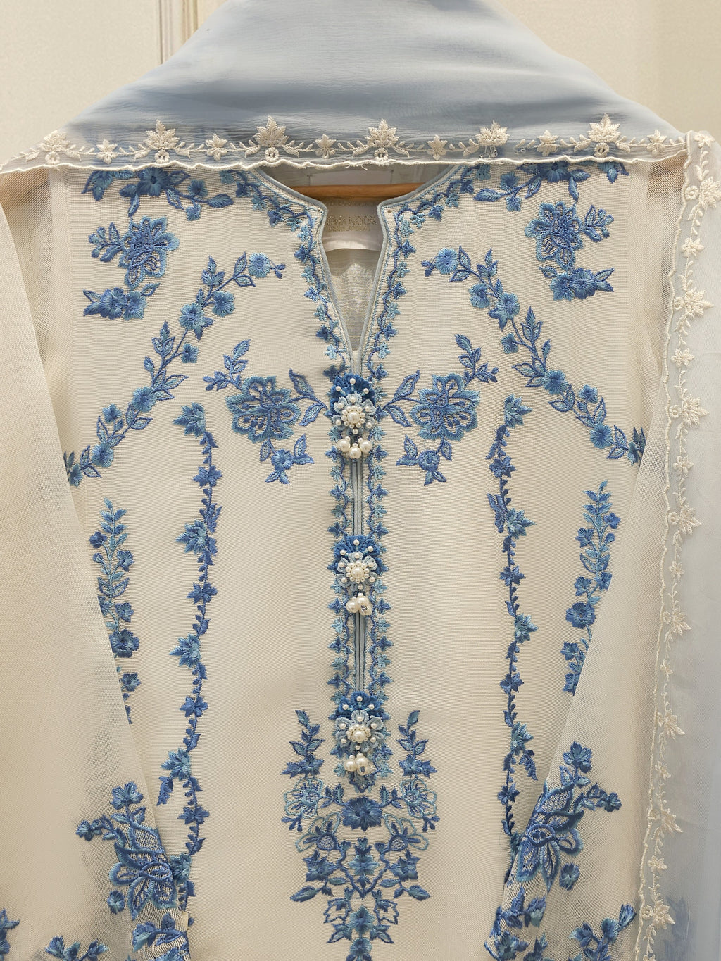 (Unstitched) 3 Piece - Pure Embroidered Cotton Net Suit S114767
