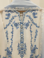 (Unstitched) 3 Piece - Pure Embroidered Cotton Net Suit S114767