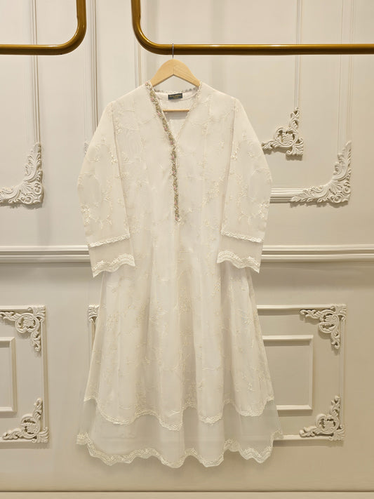 2 Piece - Pure Embroidered Cotton Net Suit S114797