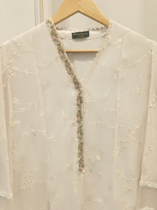 2 Piece - Pure Embroidered Cotton Net Suit S114797
